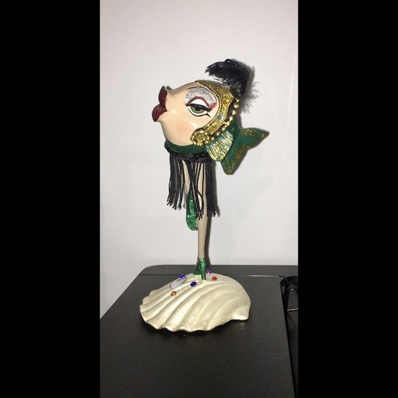 RARE - Katherine’s Collection Kissing Fish Green Glitter Showgirl